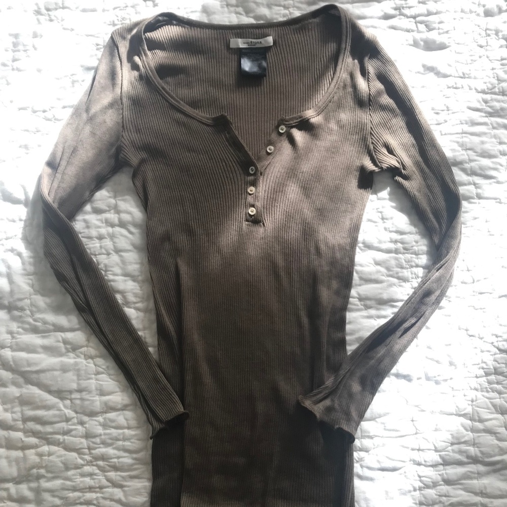 Isabel Marant Lamylic cotton knit scoop neck henley top